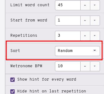 Typey Type custom drills settings